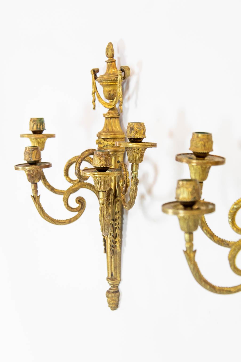 Pair of French Ormolu Wall Sconces For Sale 6