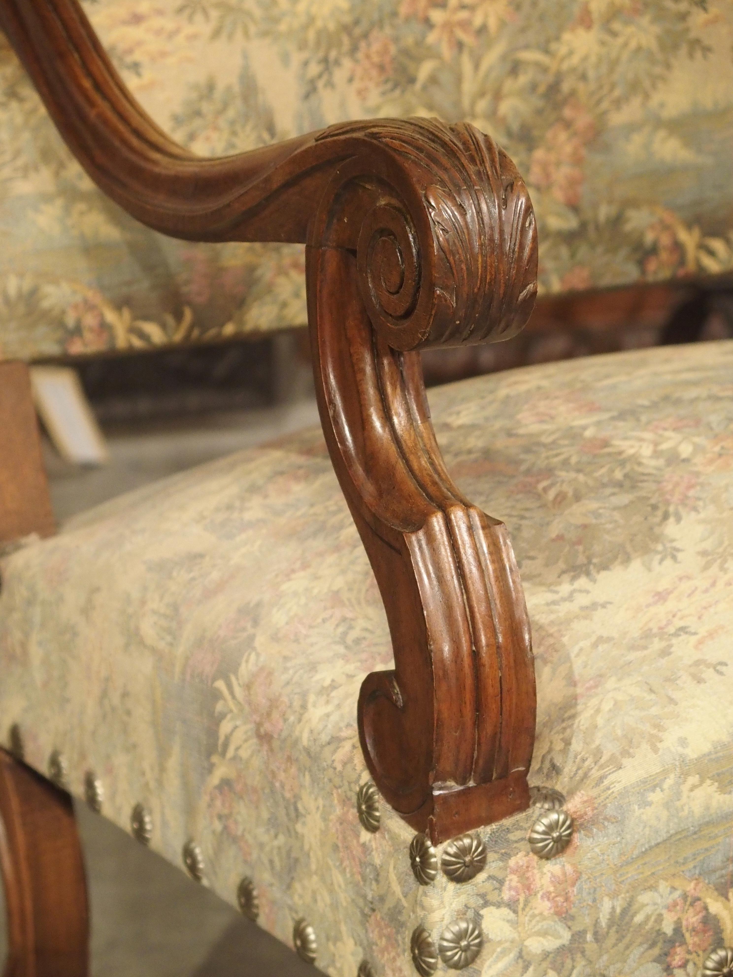 Pair of French Os-de-Mouton Armchairs in Carved Walnut, Circa 1900 In Good Condition In Dallas, TX