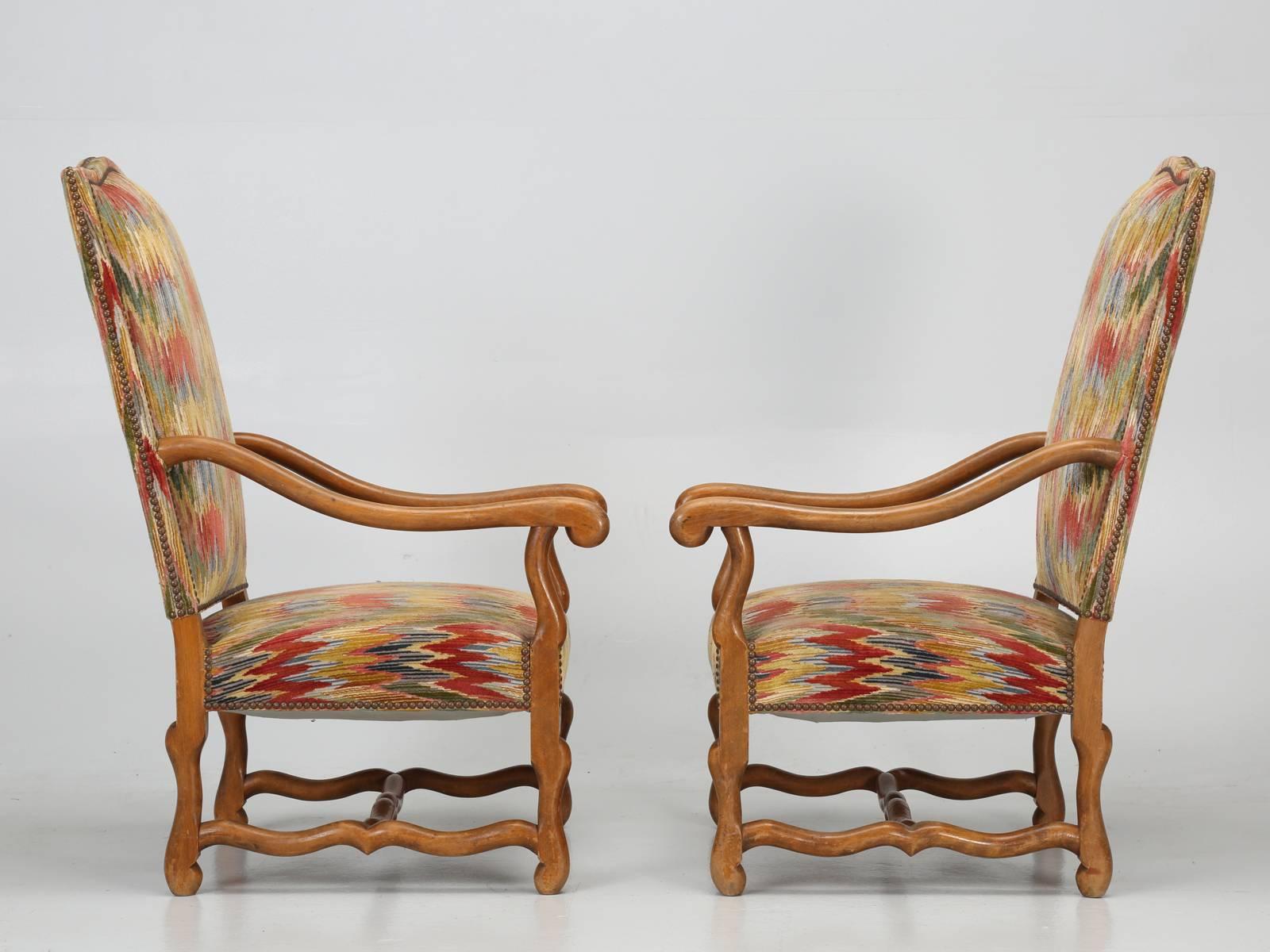 Pair of Vintage French Os de Mouton Style Armchairs 1