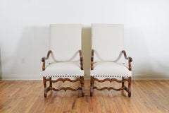 Pair of French Os de Mouton Walnut Fauteuils, 18th Century