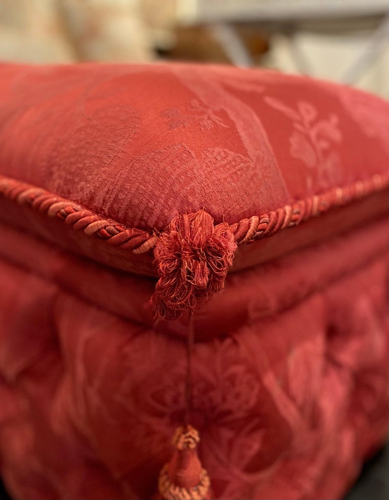 Pair of French Ottomans, Upholstered, Padded and Buttoned, Napoleon III