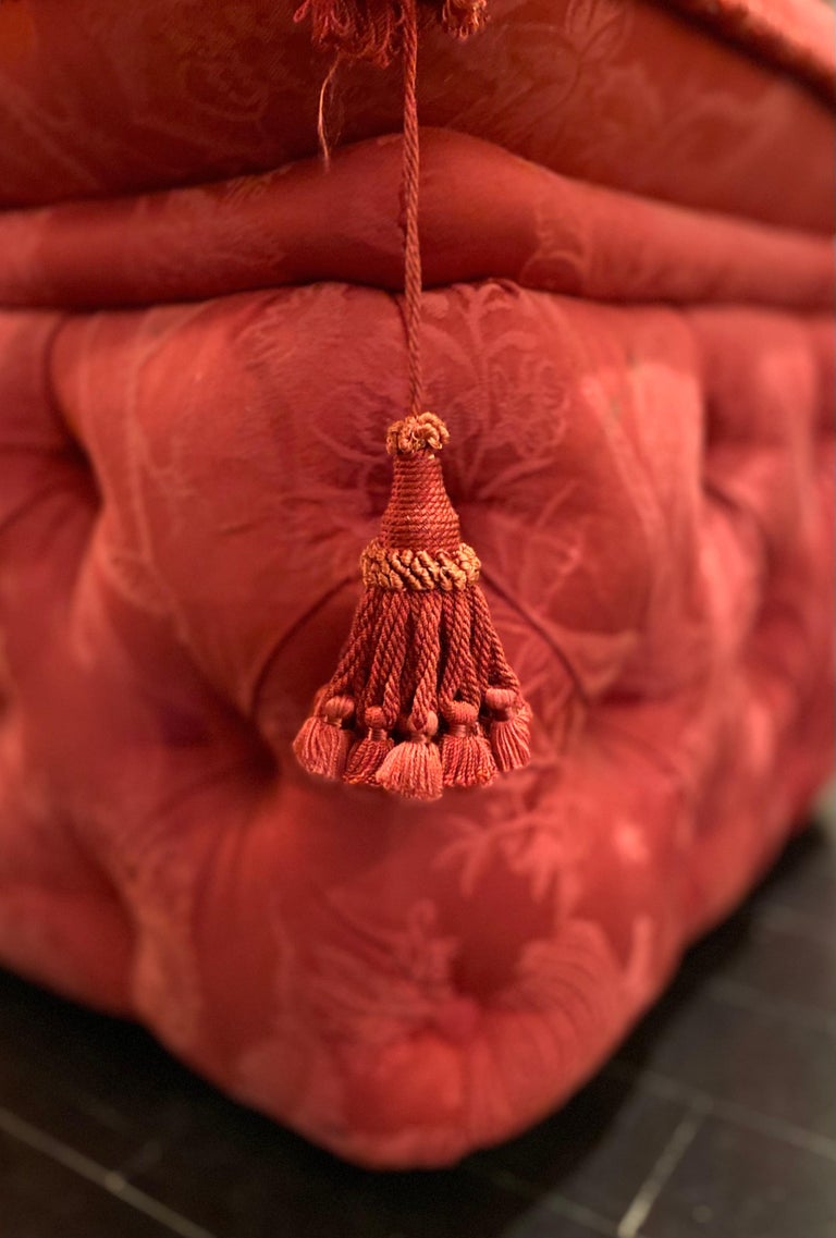 Pair of French Ottomans, Upholstered, Padded and Buttoned, Napoleon III