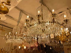 Antique Pair of French oval Crystals Chandelier