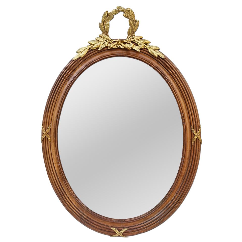 Pair of French Oval Mirrors Carved Wood & Gilt Bronze, circa 1890 For Sale 3