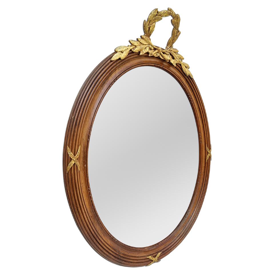 Pair of French Oval Mirrors Carved Wood & Gilt Bronze, circa 1890 For Sale 4