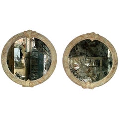 Pair of French Pained Louis XV Round Shaped Mirrors