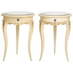Pair of French Painted and Églomisé Mirrored Top Tables