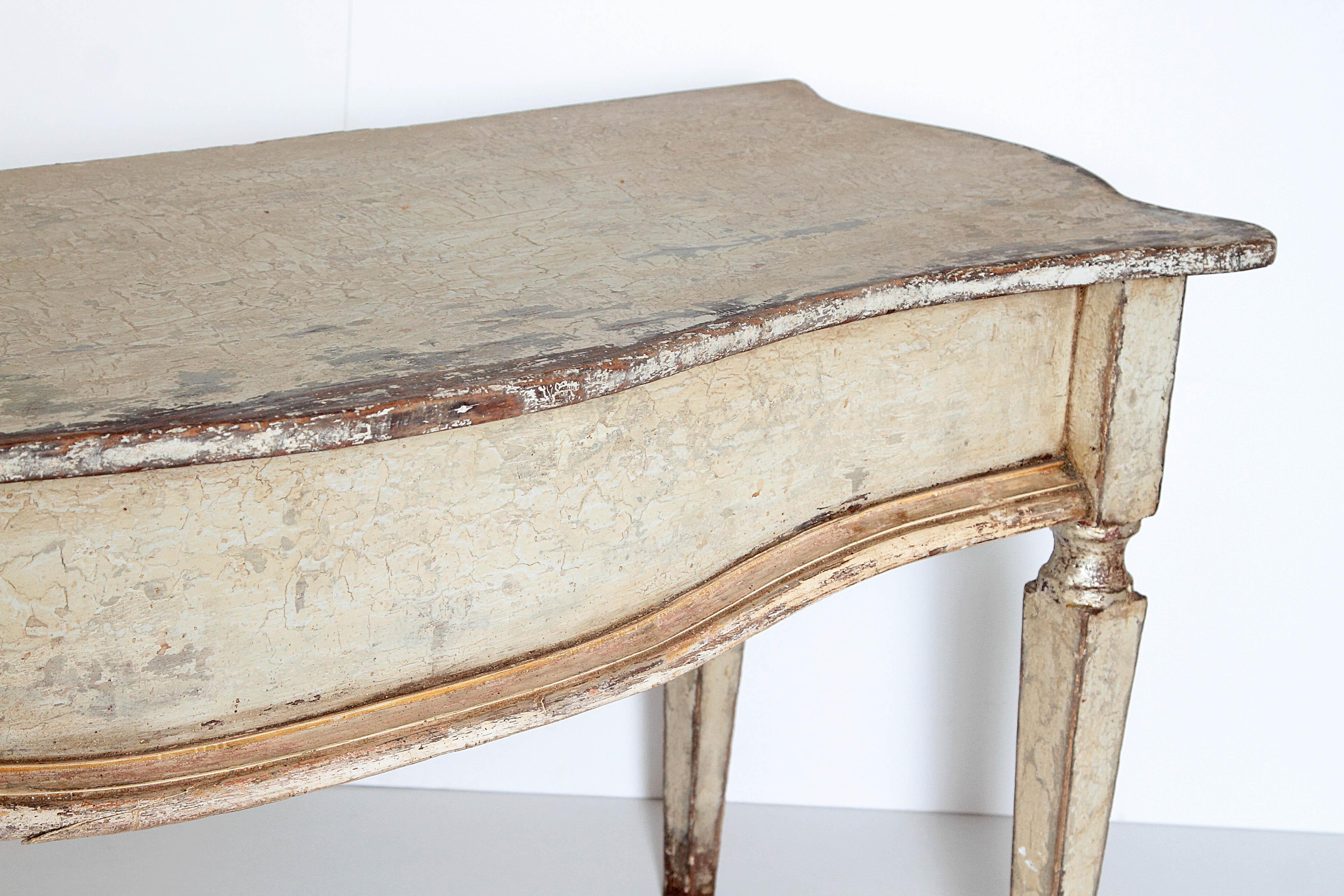 French Painted and Gilt Console Table 7