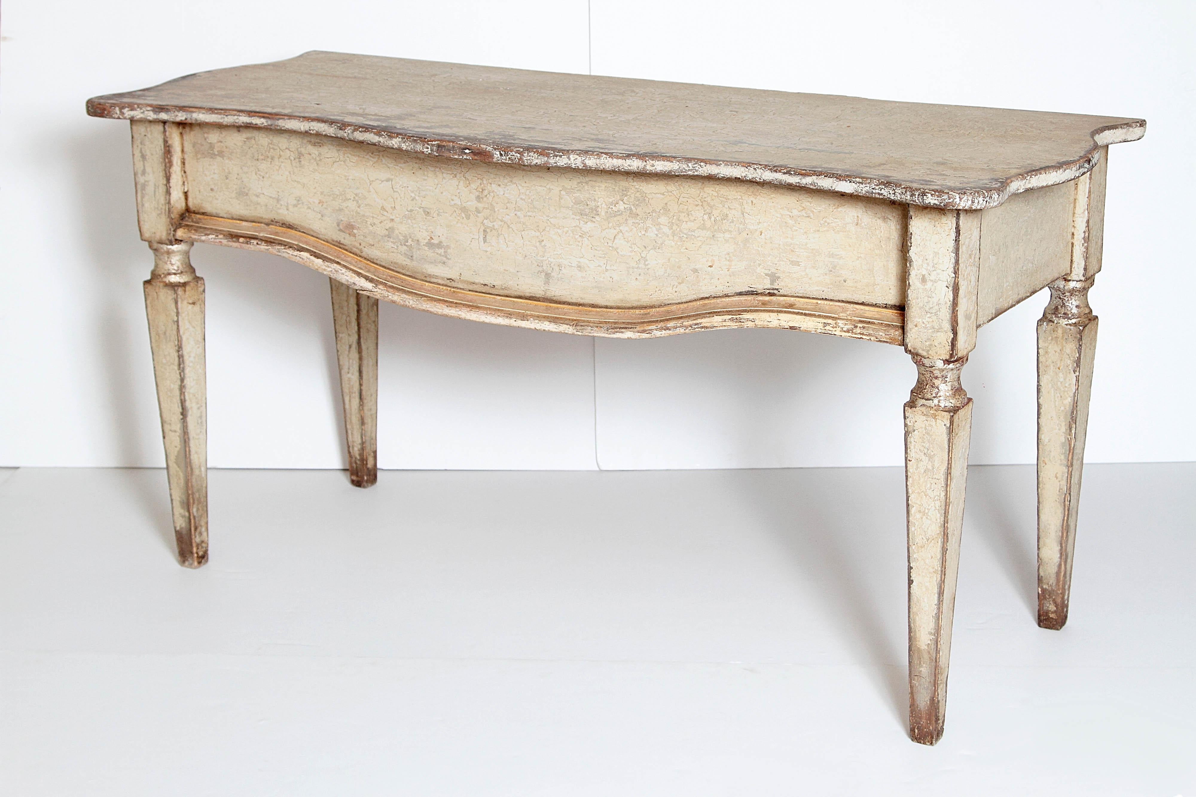 Hand-Painted French Painted and Gilt Console Table