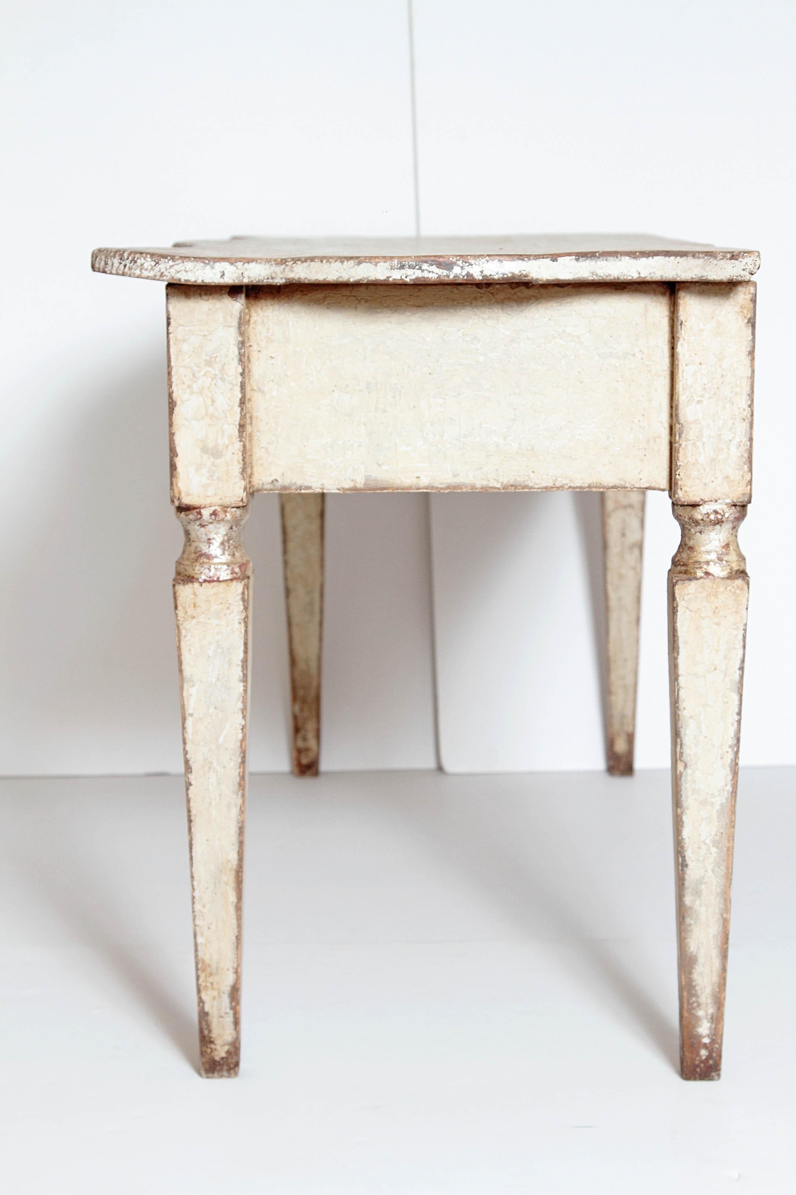 Wood French Painted and Gilt Console Table