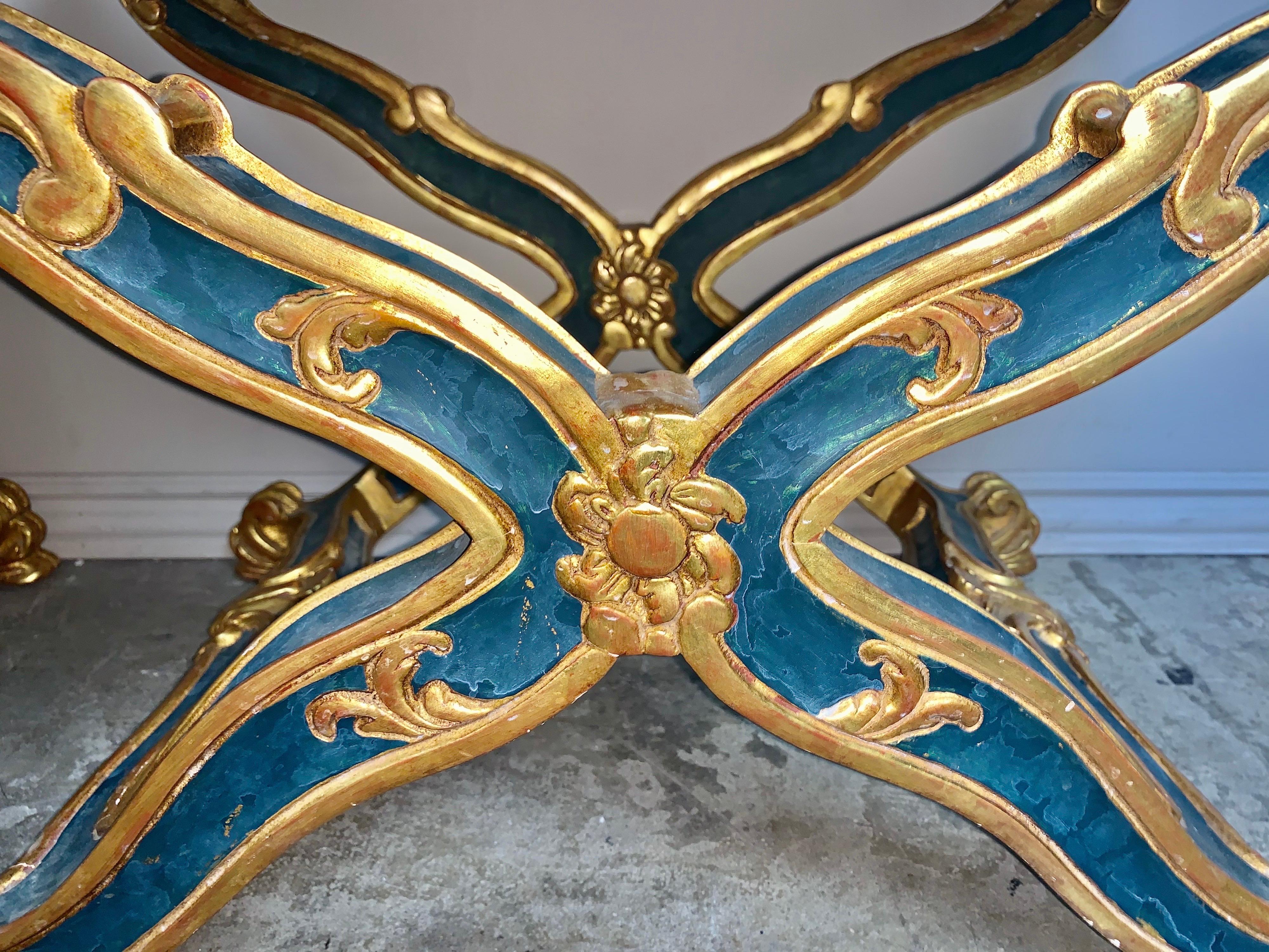 Regency Pair of French Painted and Parcel-Gilt Benches, circa 1900s