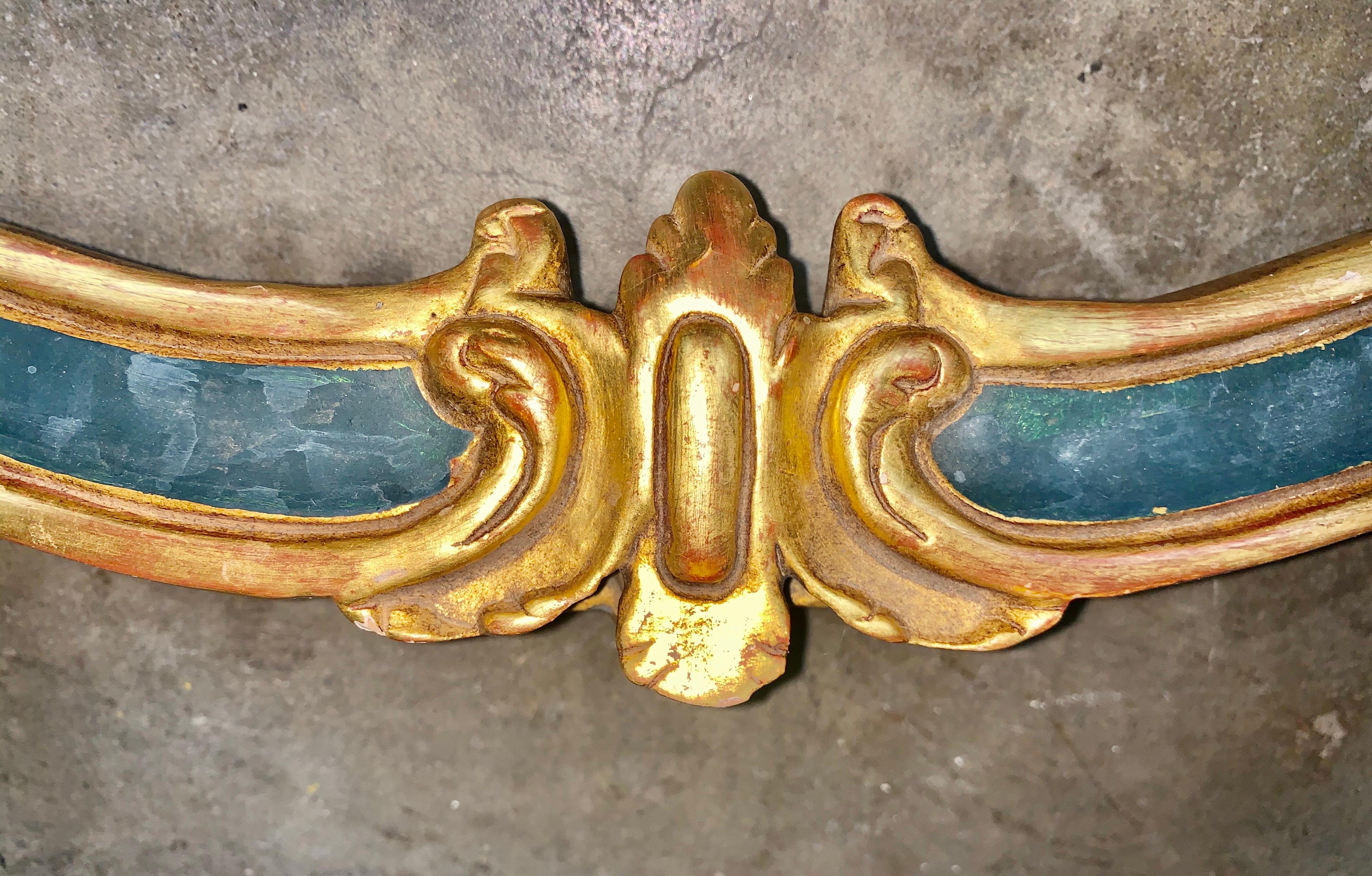 Pair of French Painted and Parcel-Gilt Benches, circa 1900s 2