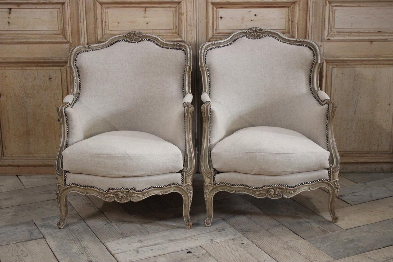20th Century Pair of French Painted Armchairs, circa 1930s