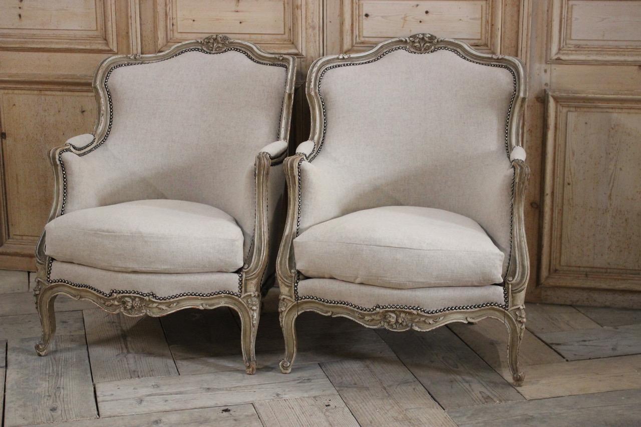 Pair of French Painted Armchairs, circa 1930s 4