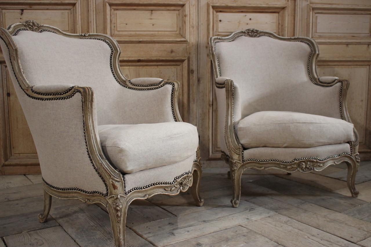 Pair of French Painted Armchairs, circa 1930s 5