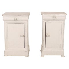 Antique Pair of French Painted Bedside Cupboards