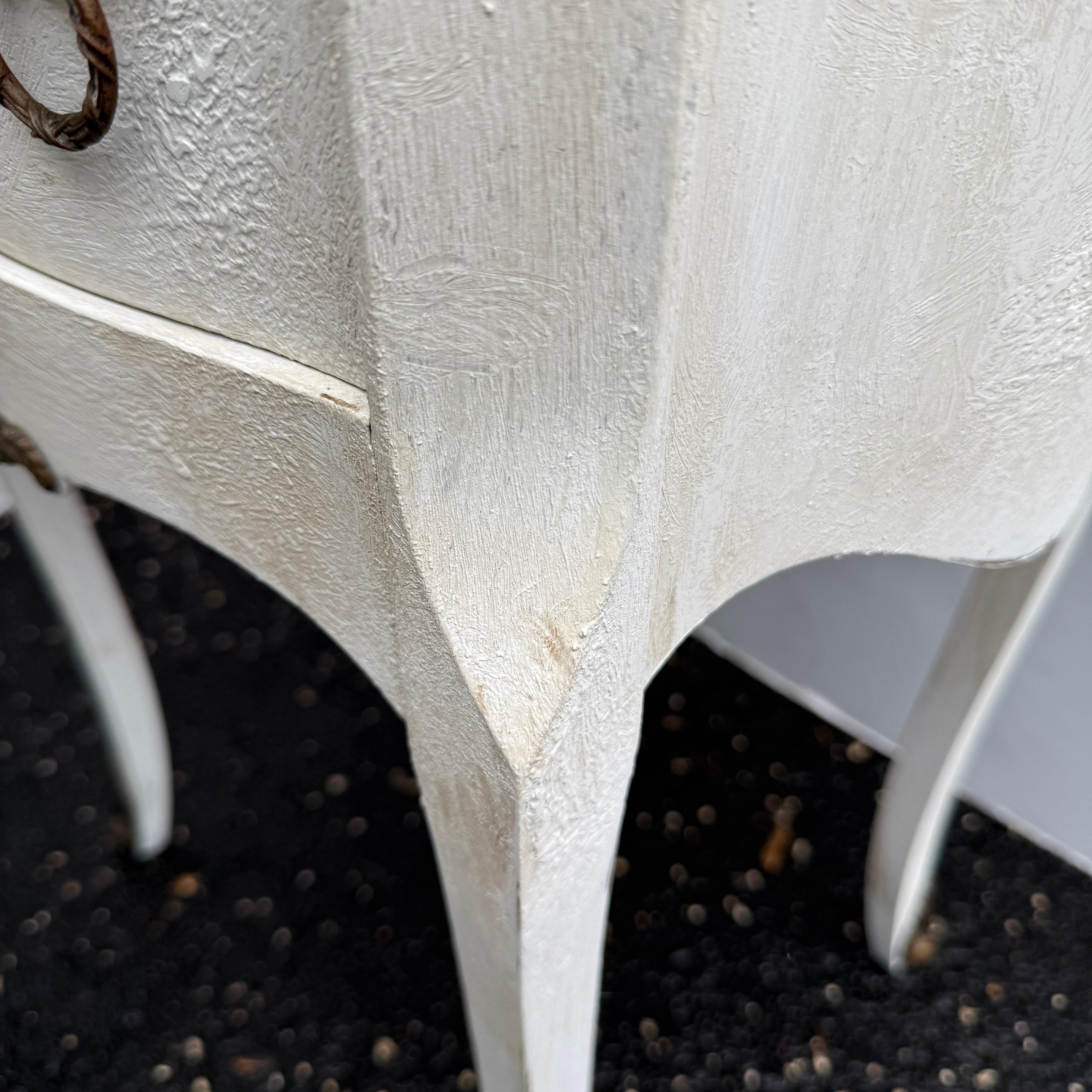 Pair of French Painted Bedside End Tables with Two Drawers For Sale 9