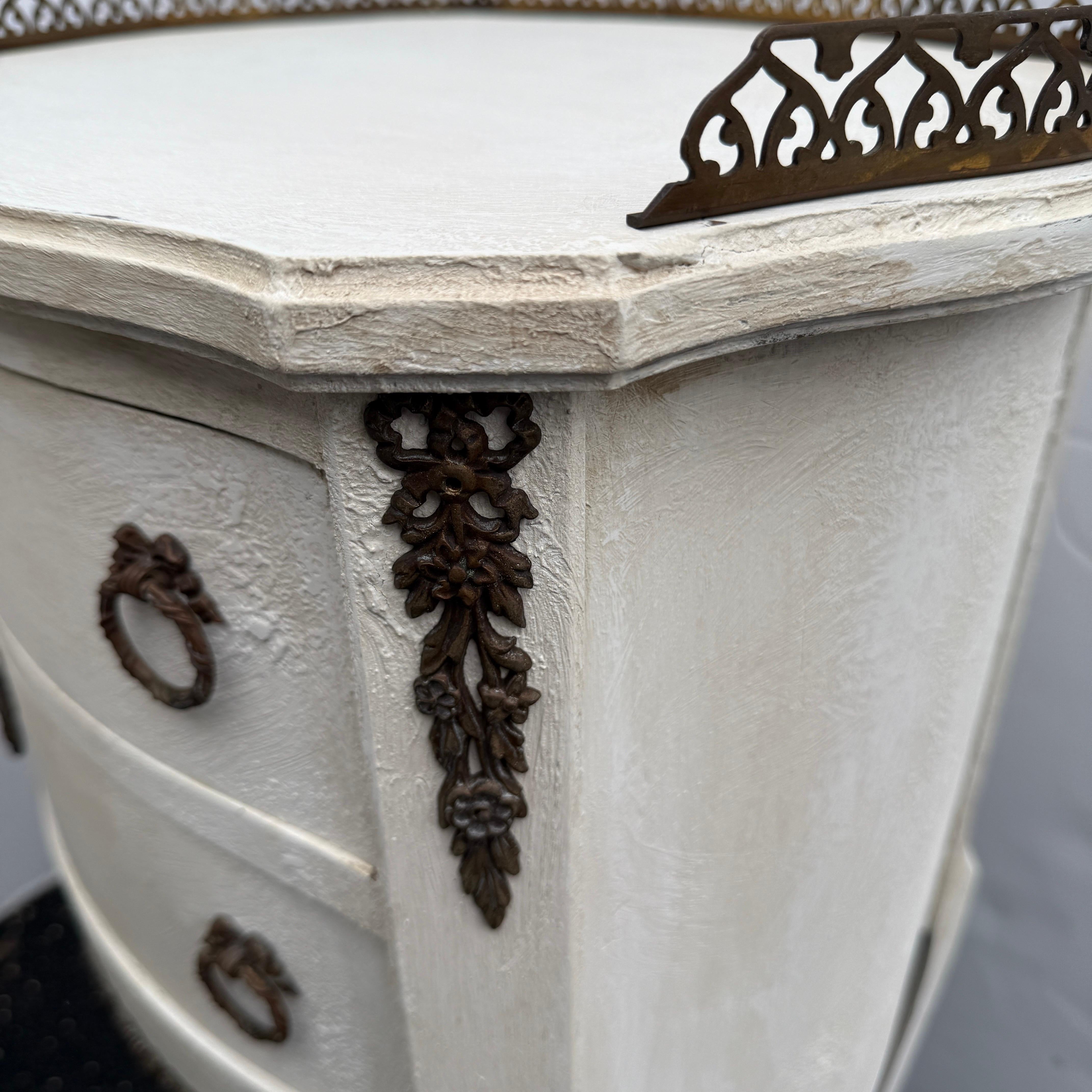 Louis XVI Pair of French Painted Bedside End Tables with Two Drawers For Sale