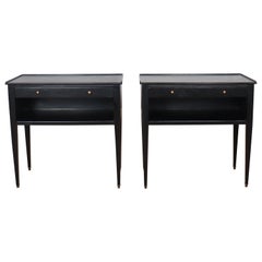 Antique Pair of French Painted Bedside Tables