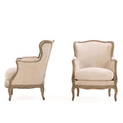 Paire de bergères françaises peintes, avec un nouveau revêtement, vers 1900