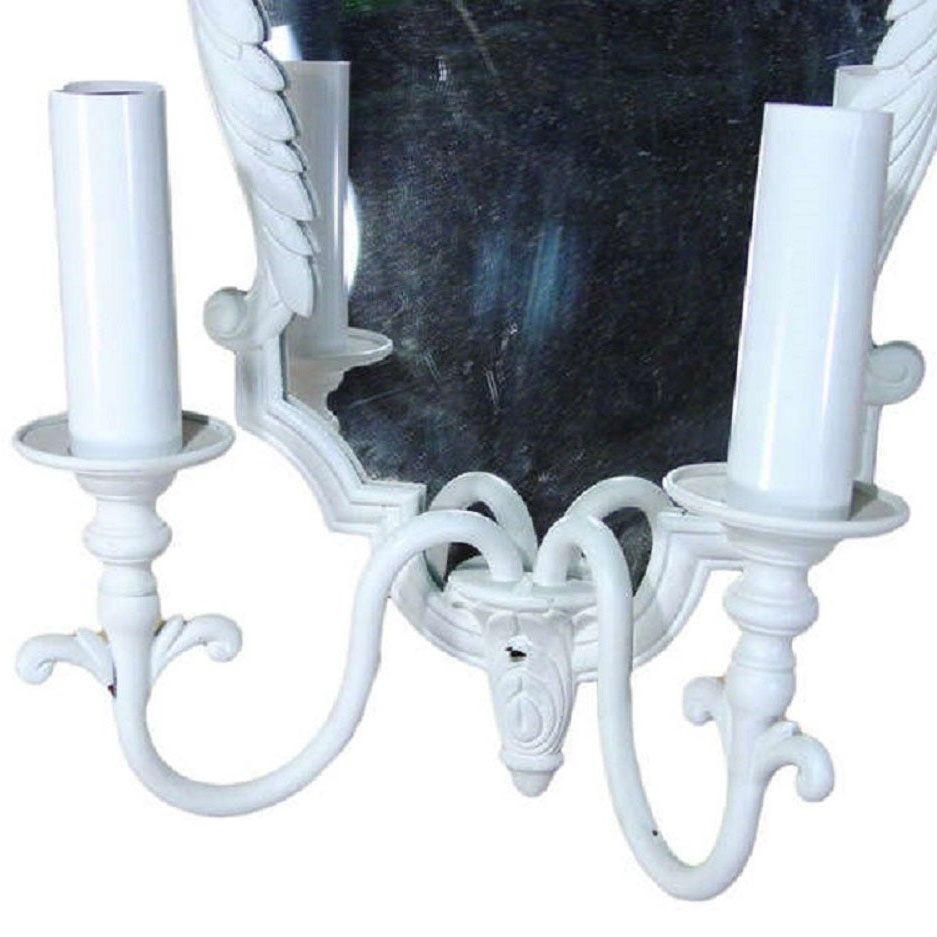 Pair of French Painted Bronze Mirrored Sconces For Sale 1