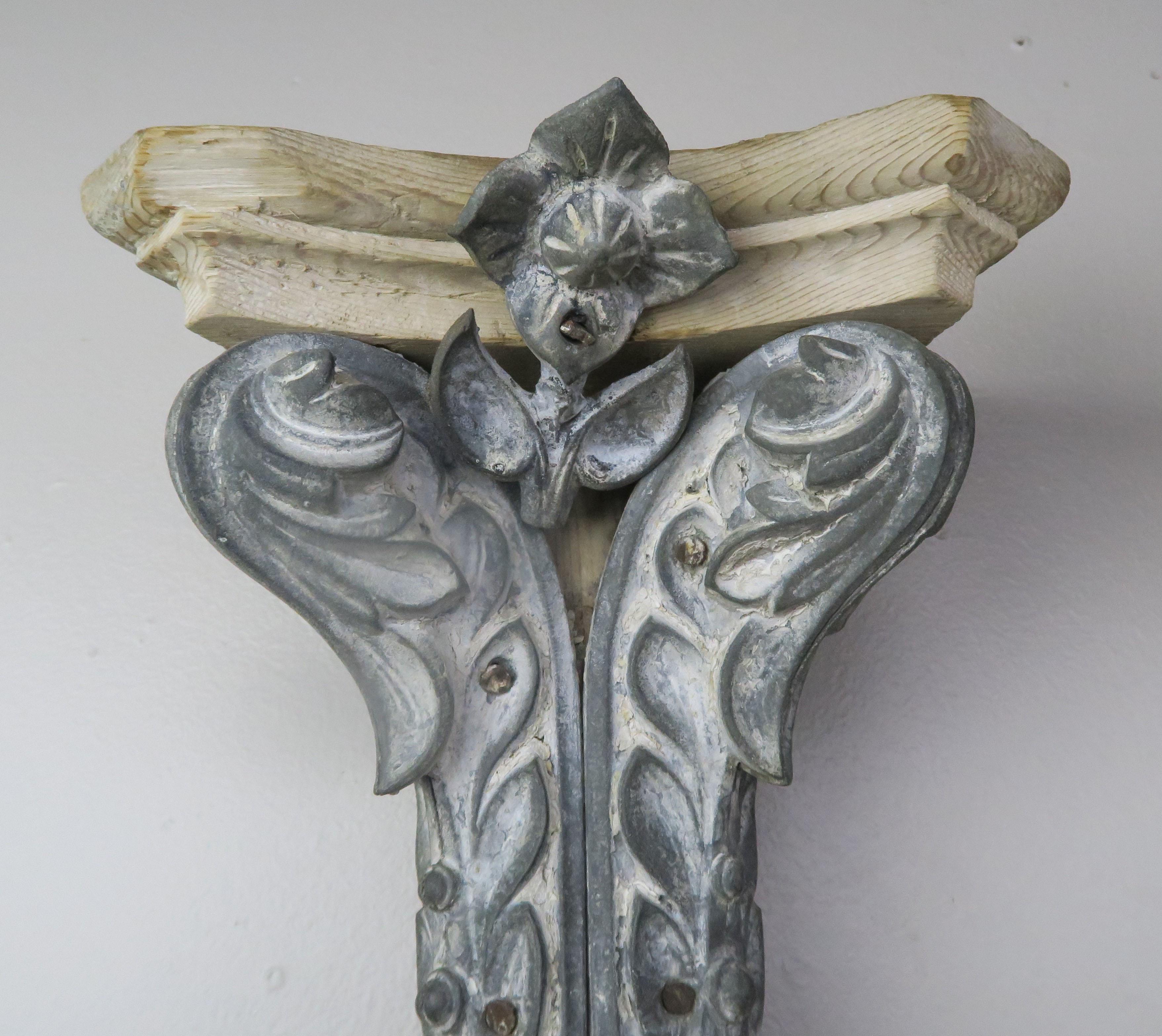 Early 20th Century Pair of French Painted Corbels, circa 1940s