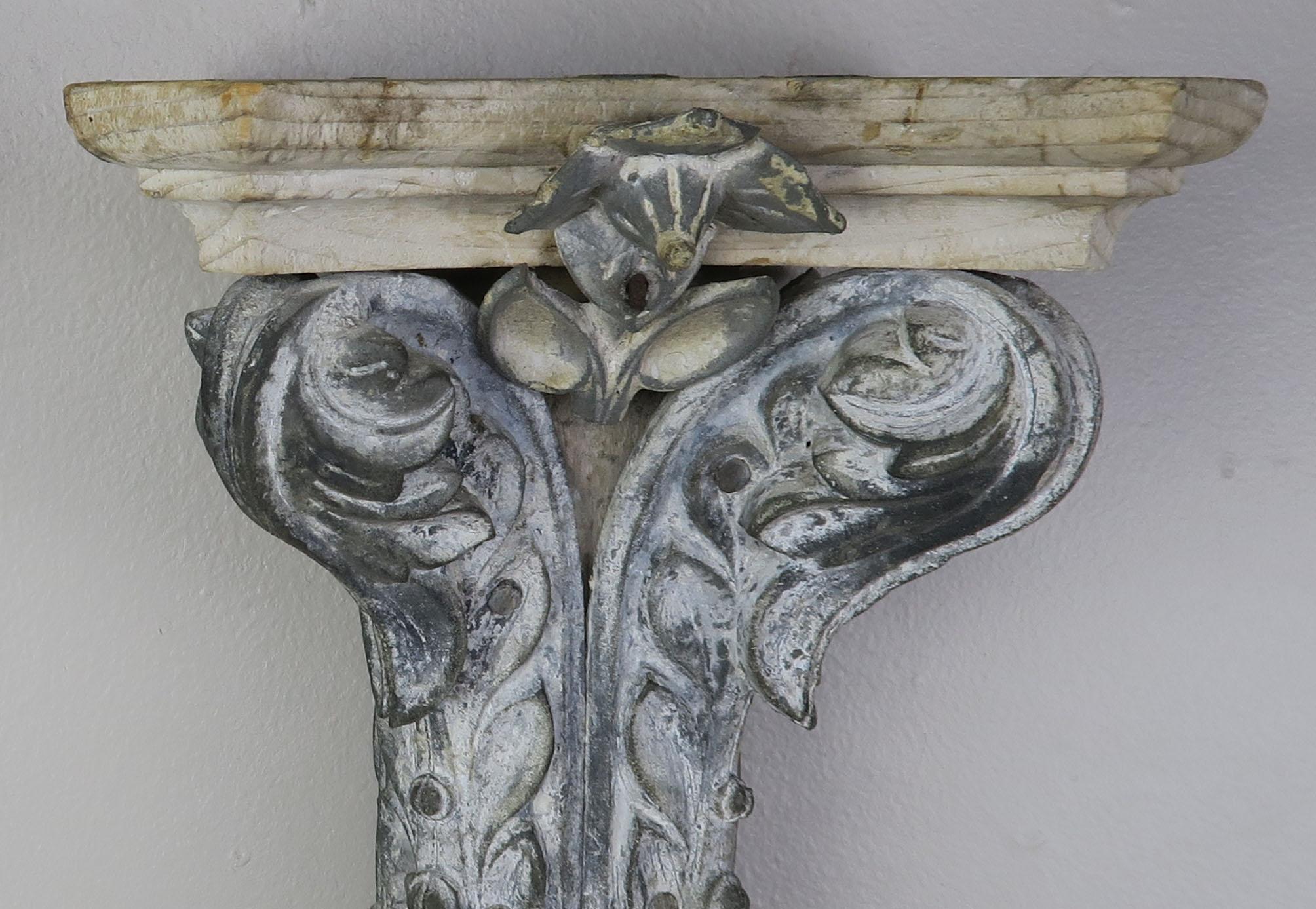 Wood Pair of French Painted Corbels, circa 1940s