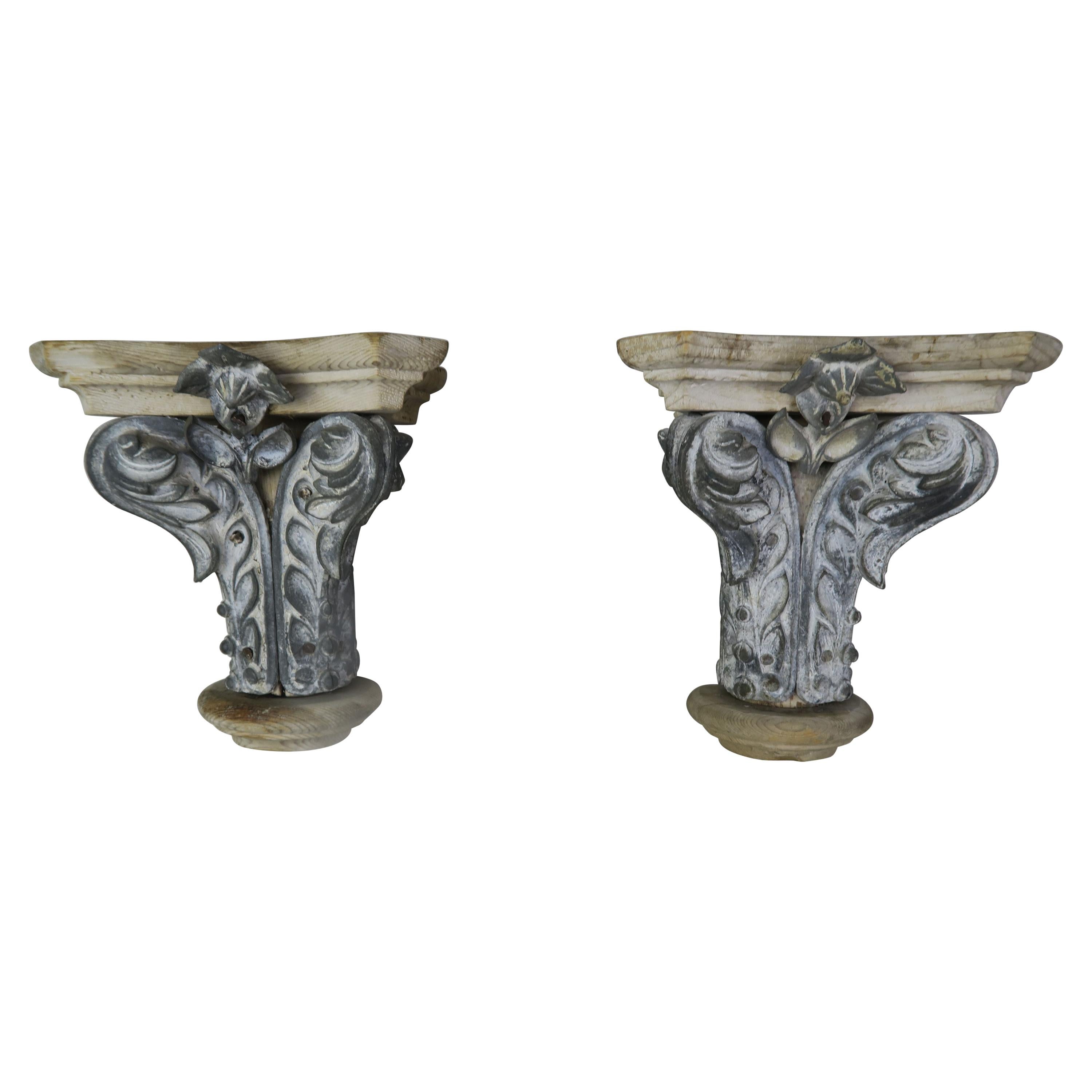 Pair of French Painted Corbels, circa 1940s