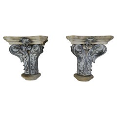 Antique Pair of French Painted Corbels, circa 1940s