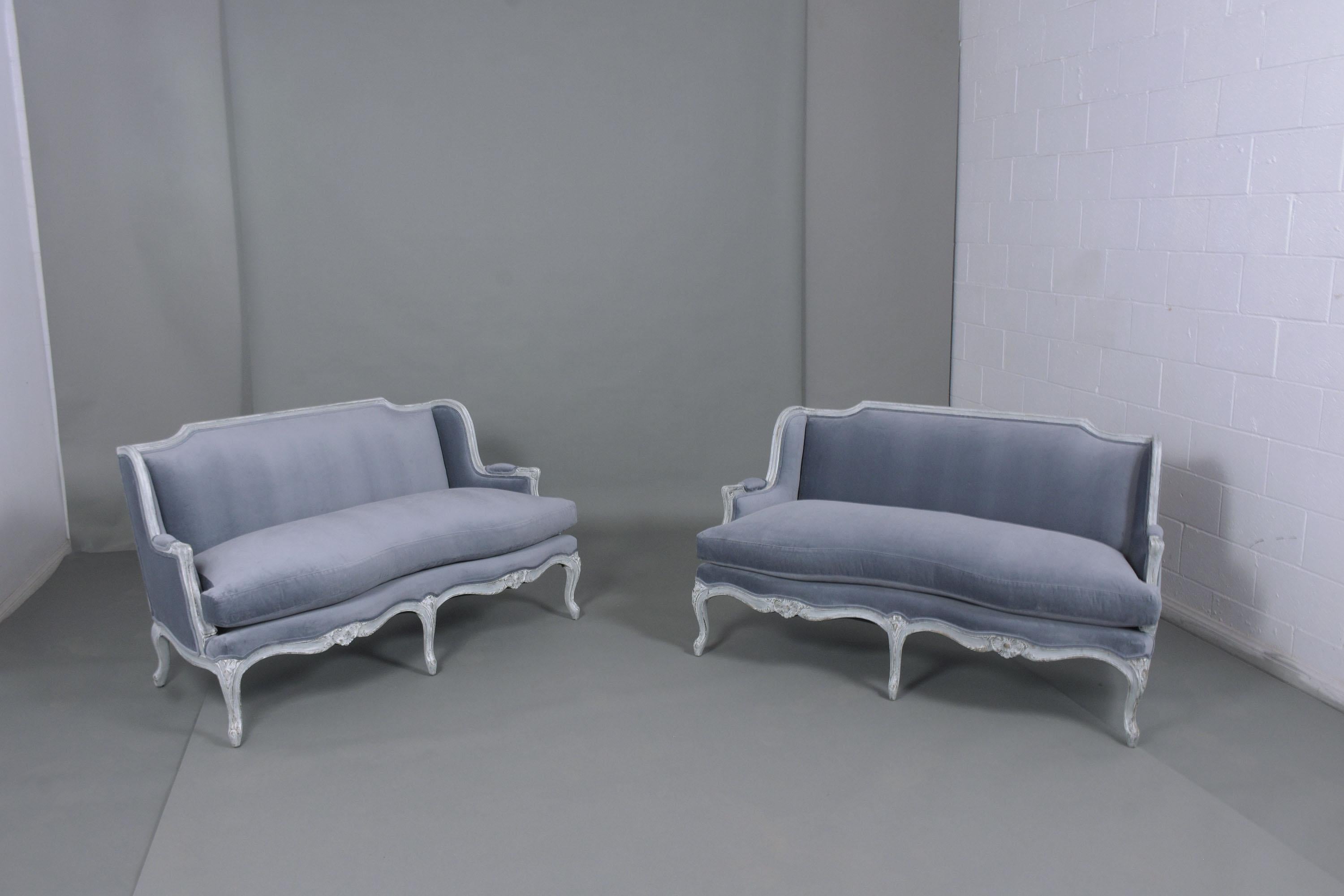 Pair of French Painted Louis XV Loveseats 1