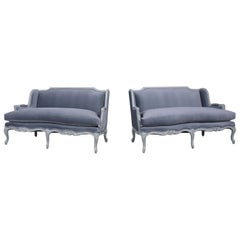 Pair of French Painted Louis XV Loveseats