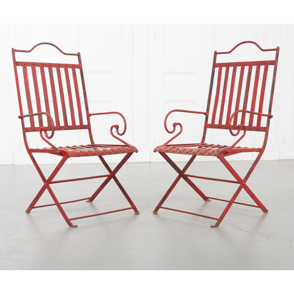Pair of French Painted Metal Garden Chairs 7