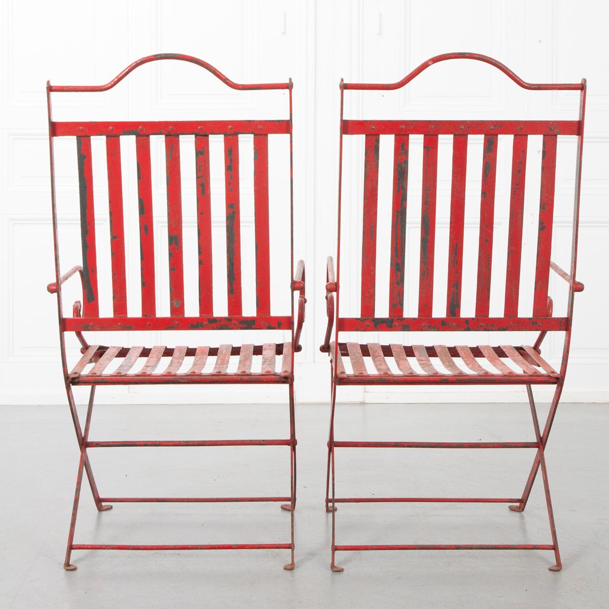 Pair of French Painted Metal Garden Chairs 1