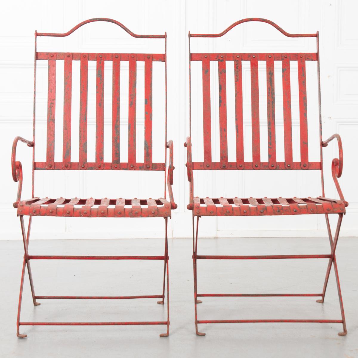 Pair of French Painted Metal Garden Chairs 4