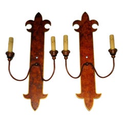 Pair of French Painted Metal Sconces