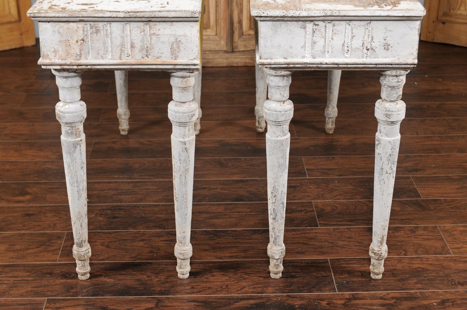 Pair of French Painted Neoclassical Style 1850s Console Tables with Fluting 9