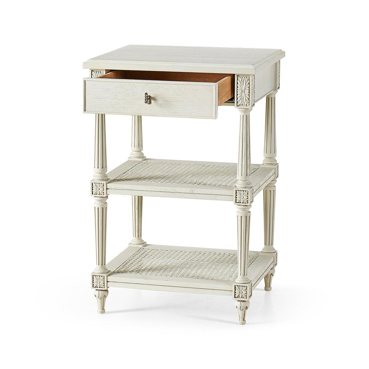 Wood Pair of French Painted Nightstands