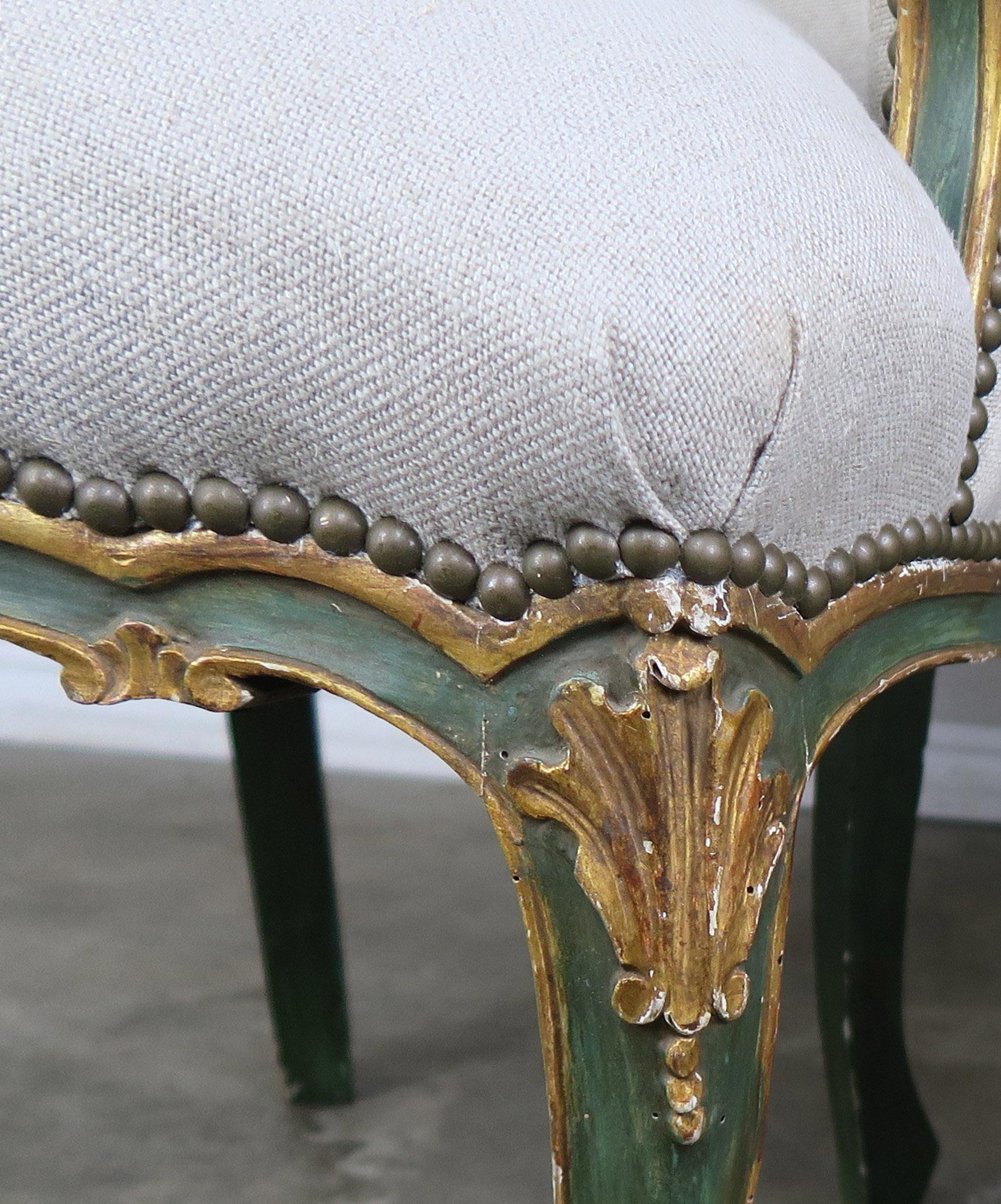 Pair of French Painted and Parcel Gilt Armchairs 5