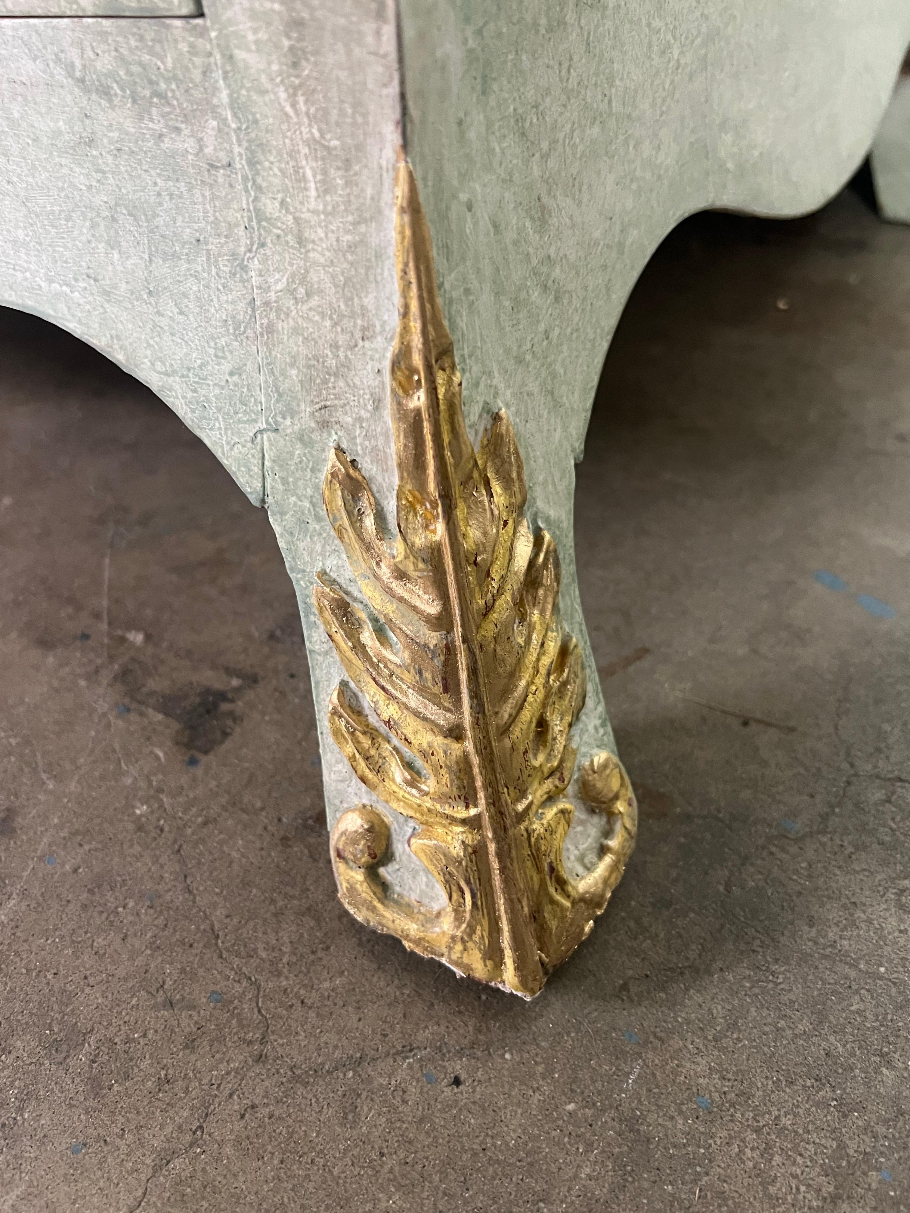 Pair of French Painted & Parcel Gilt Bombe Chests 3