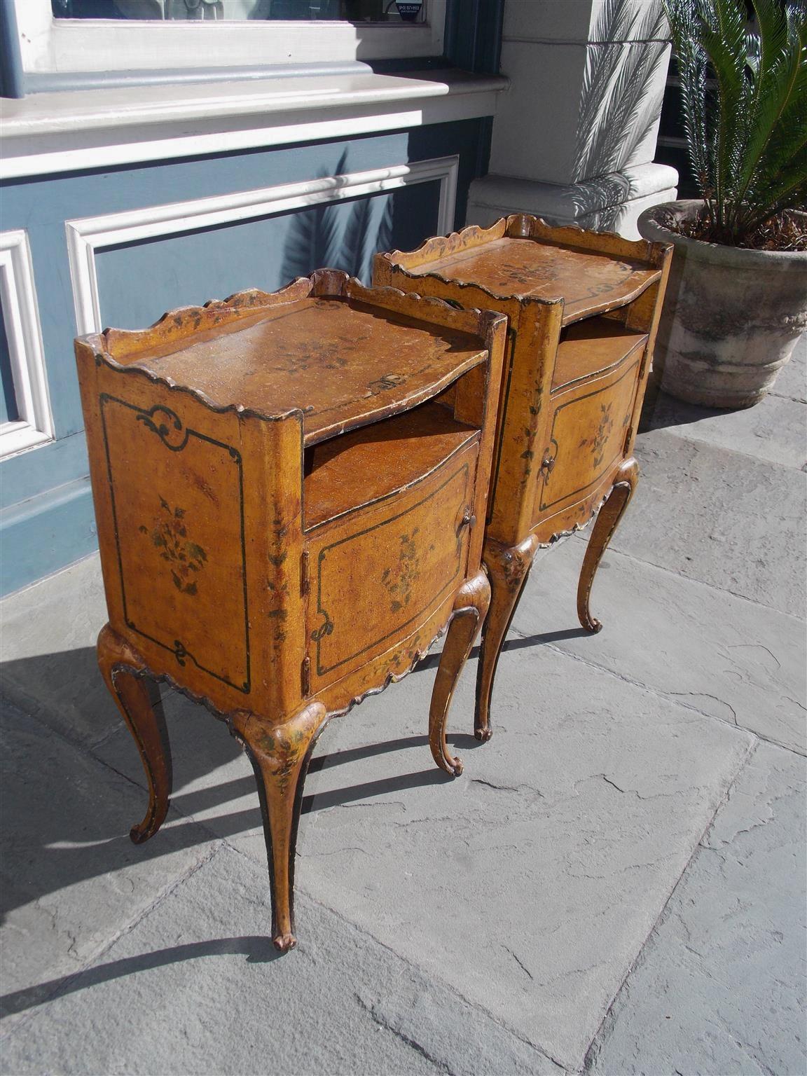 Louis Philippe Pair of French Painted Petite Commodes with Opposing Cabinet Doors, Circa 1880