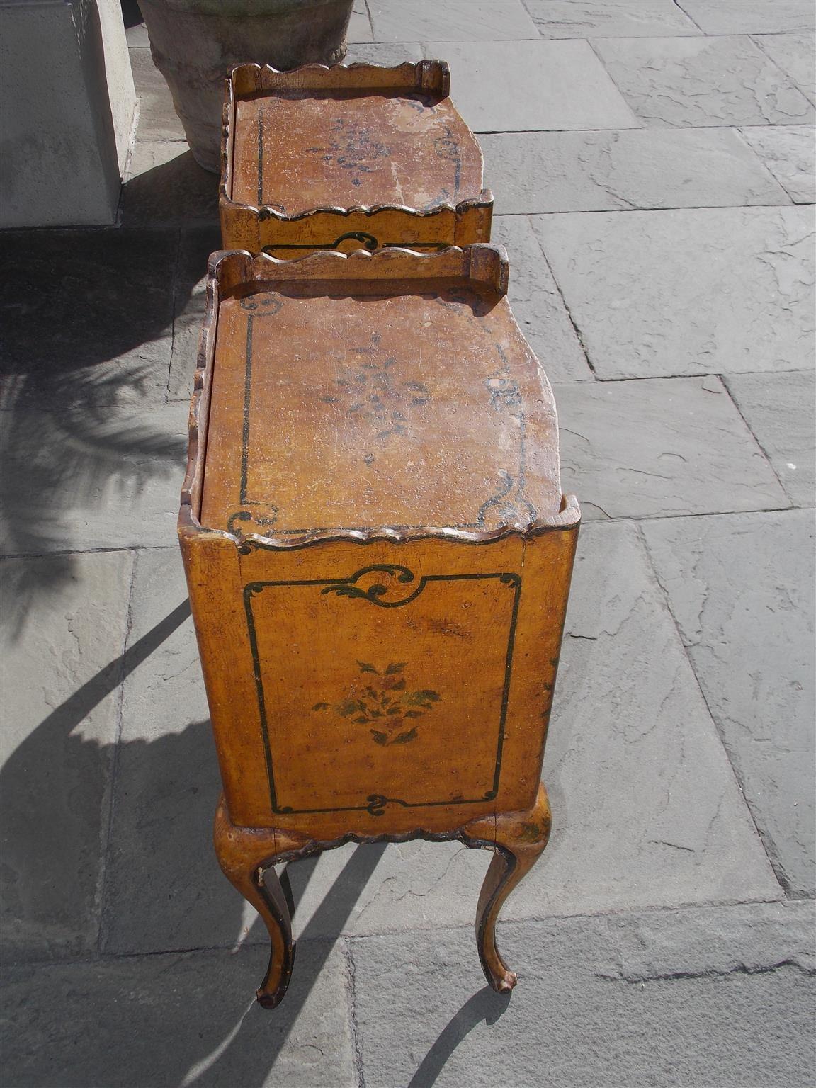 Pair of French Painted Petite Commodes with Opposing Cabinet Doors, Circa 1880 In Excellent Condition In Hollywood, SC