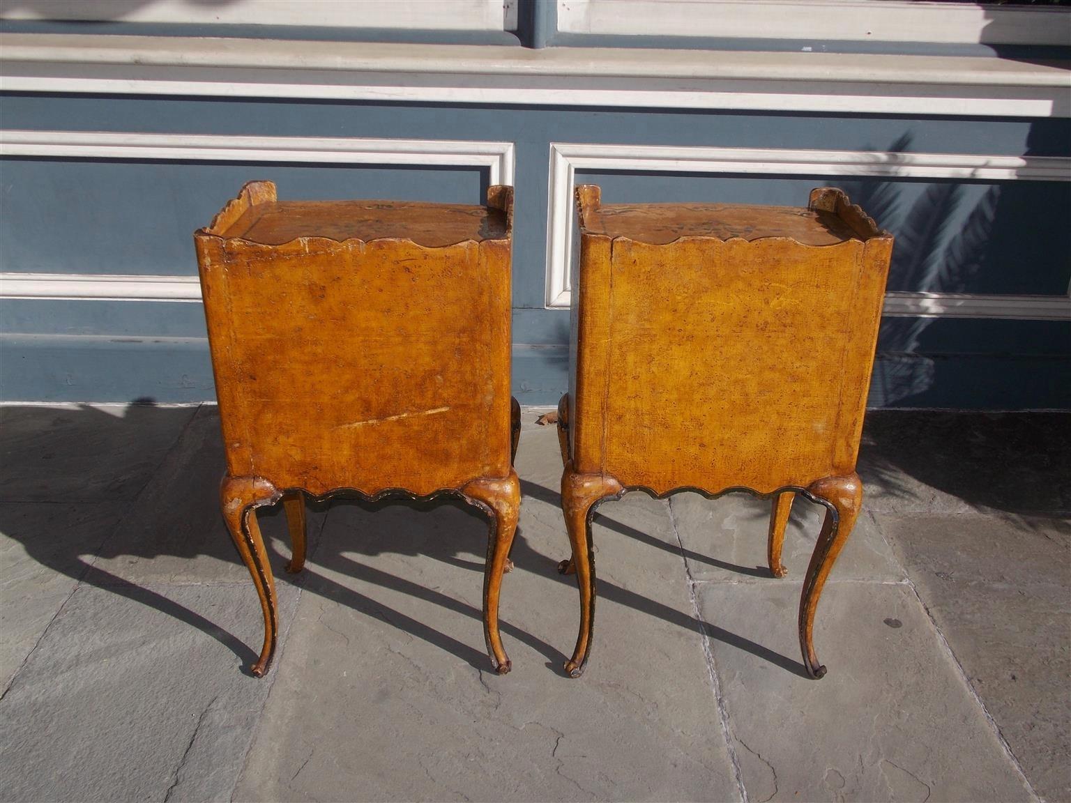 Pair of French Painted Petite Commodes with Opposing Cabinet Doors, Circa 1880 1