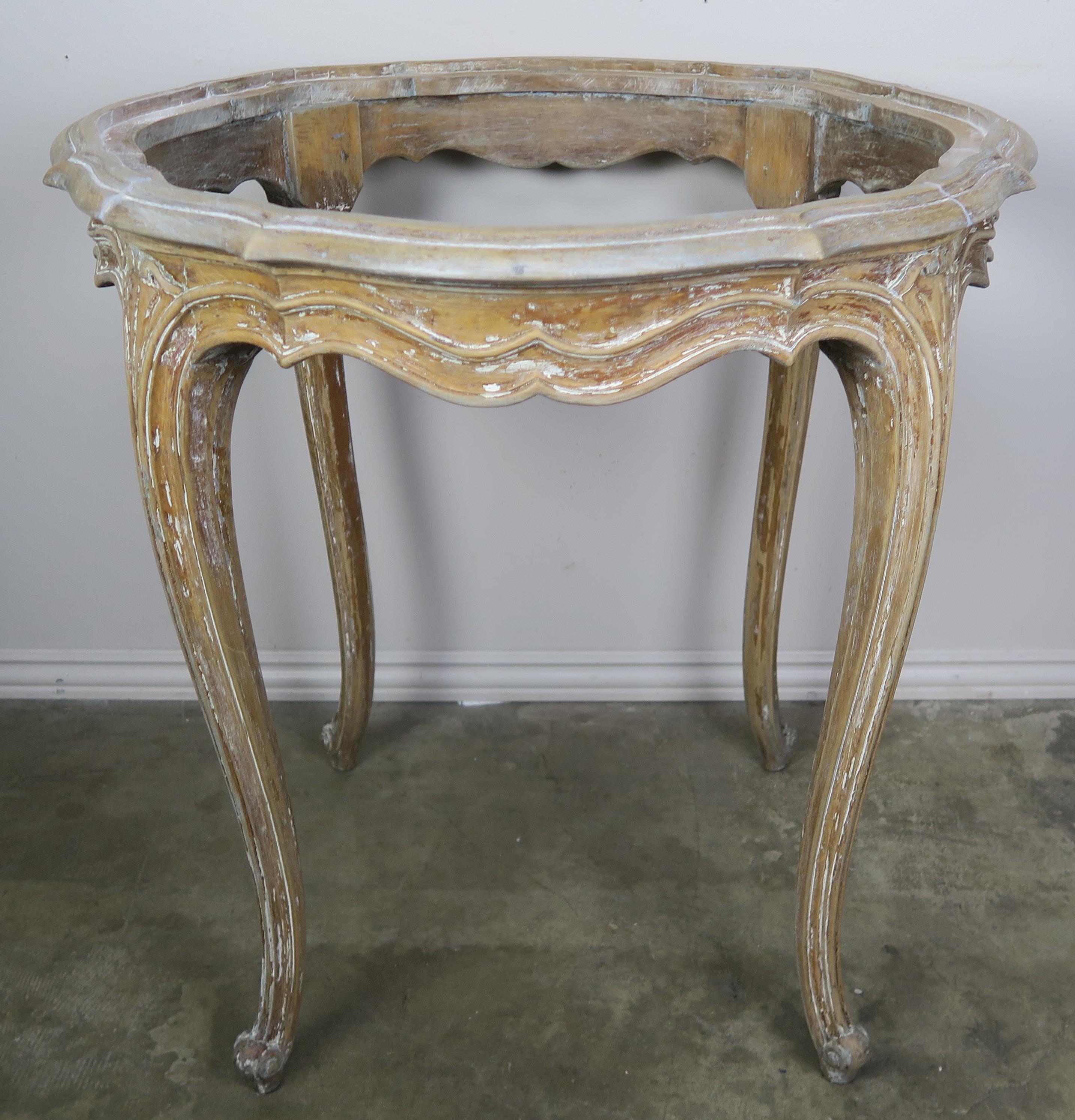 Pair of French Painted Table with Marble Tops, circa 1920s 5