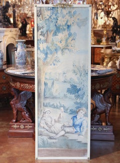 Pair of French Painted Tapestry Panels circa 1900 with Painted Frames