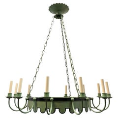 Pair of French Painted Tole Chandeliers, Sold Individually Pair of French Painted Tole Chandeliers, Sold Individually