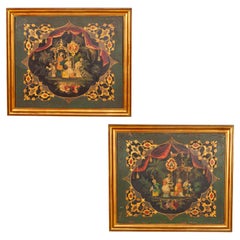 Pair of French Painted Tole Panels