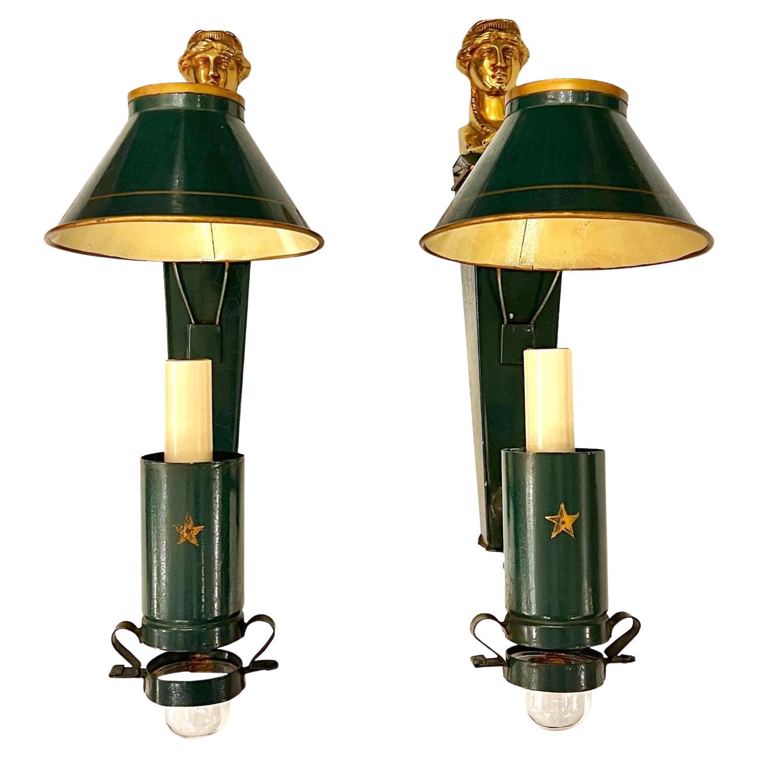 Pair of French Painted Tole Sconces
