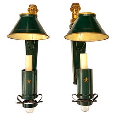 Pair of French Painted Tole Sconces