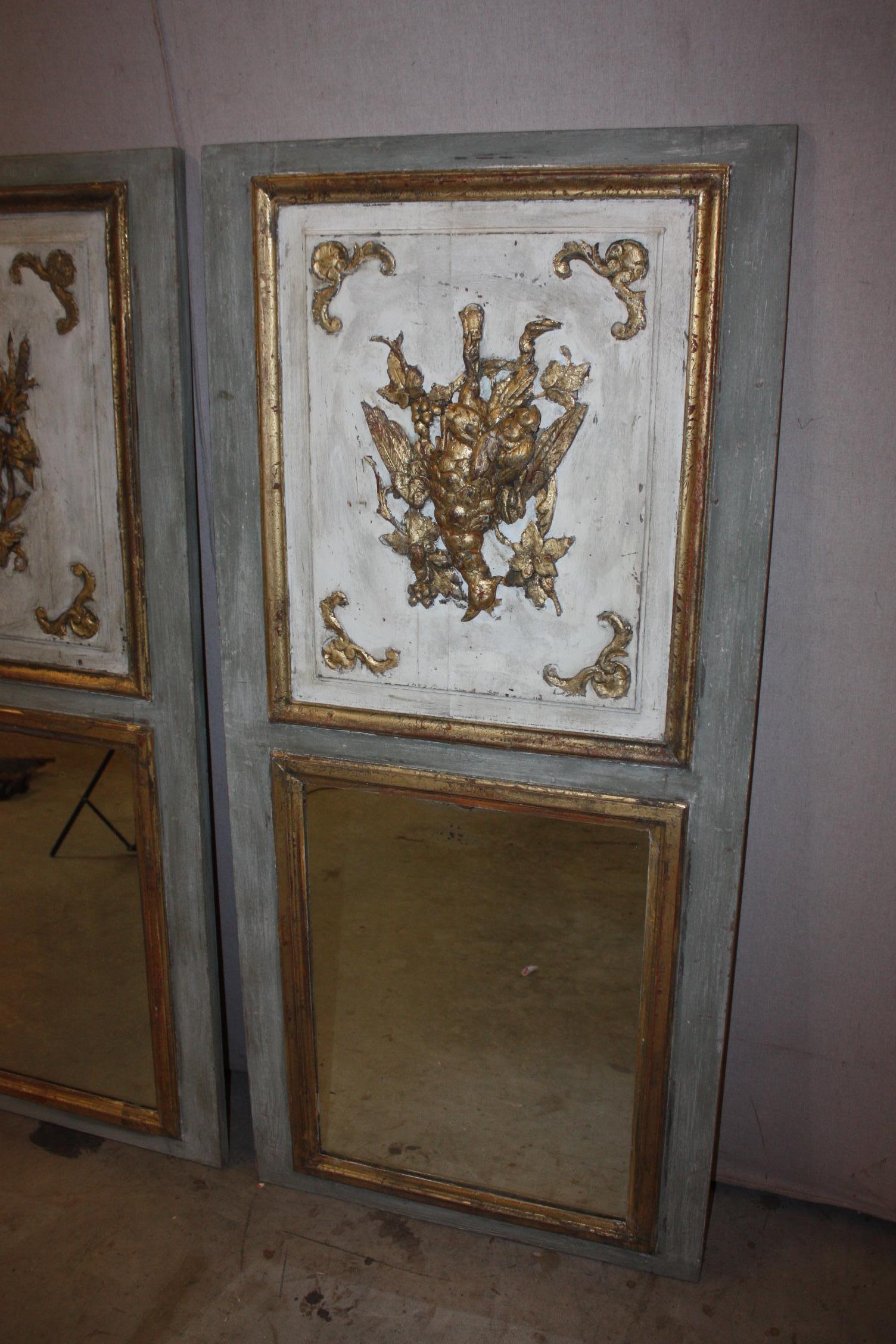 Pair of French Painted Trumeau Mirrors 2