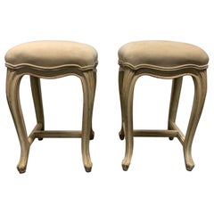 Pair of French Painted Upholstered Stools